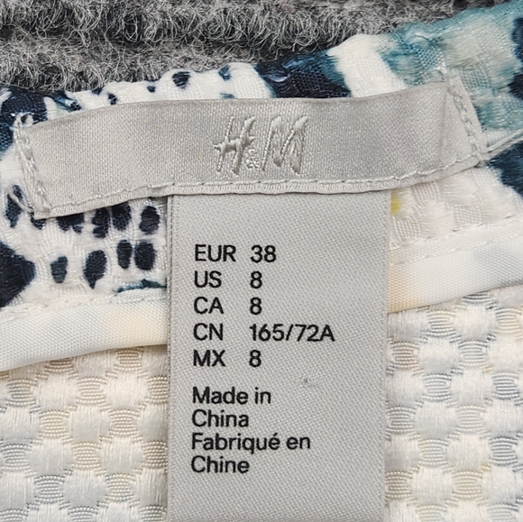 H&M Floral Print Flare Pleated Women's Midi Skirt Yellow Green Size 8 - Picture 11 of 14